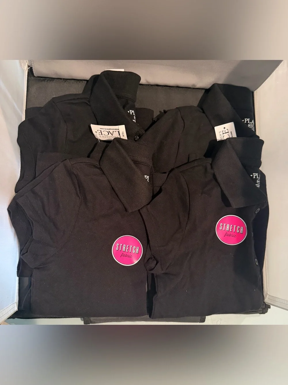 The Children's Place Black Uniform Stretch Polo Shirt - Set of 4